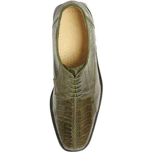 Belvedere "Marco" Olive All-Over Genuine Ostrich Shoes